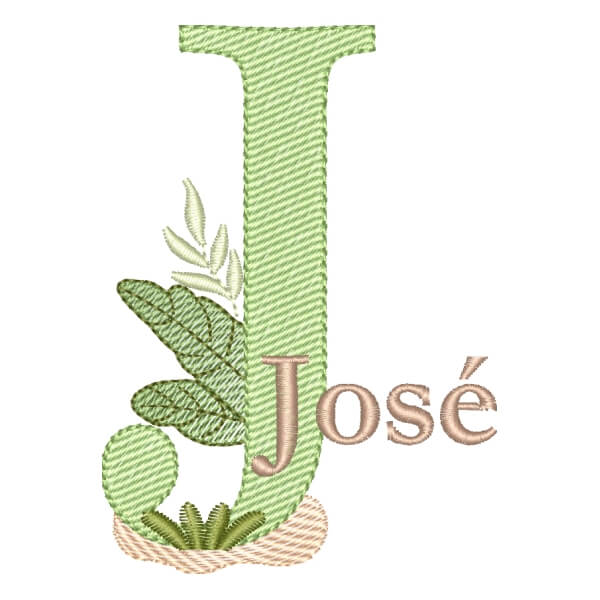 Matriz de Bordado  Alfabeto Safari com Nome Letra J (Pontos Leves)