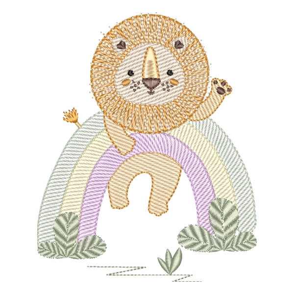 Matriz de Bordado  Leão Boho Arco íres