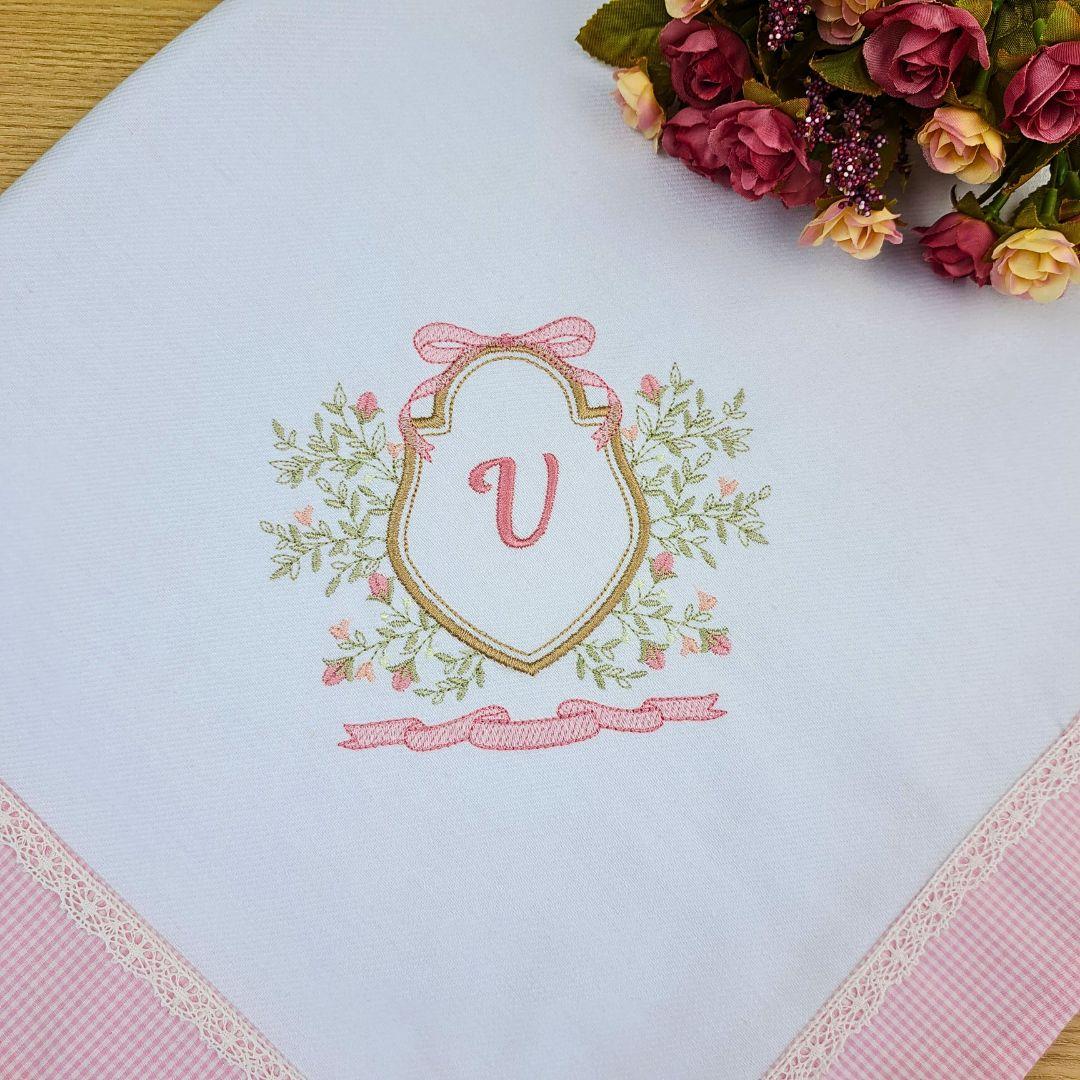 Matriz de Bordado  Moldura  com Flores Jardim Delicado