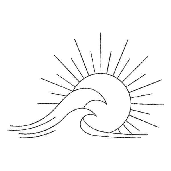 Matriz de Bordado  Mar e Sol em Contorno