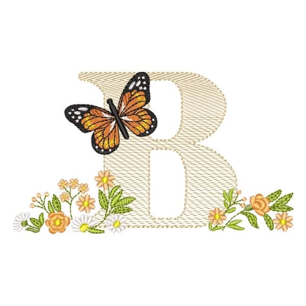 Matriz de Bordado  Alfabeto Inicial Floral B