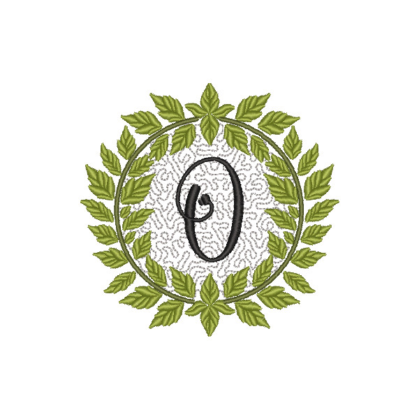 Matriz de Bordado  Letra O Moldura de Folhas