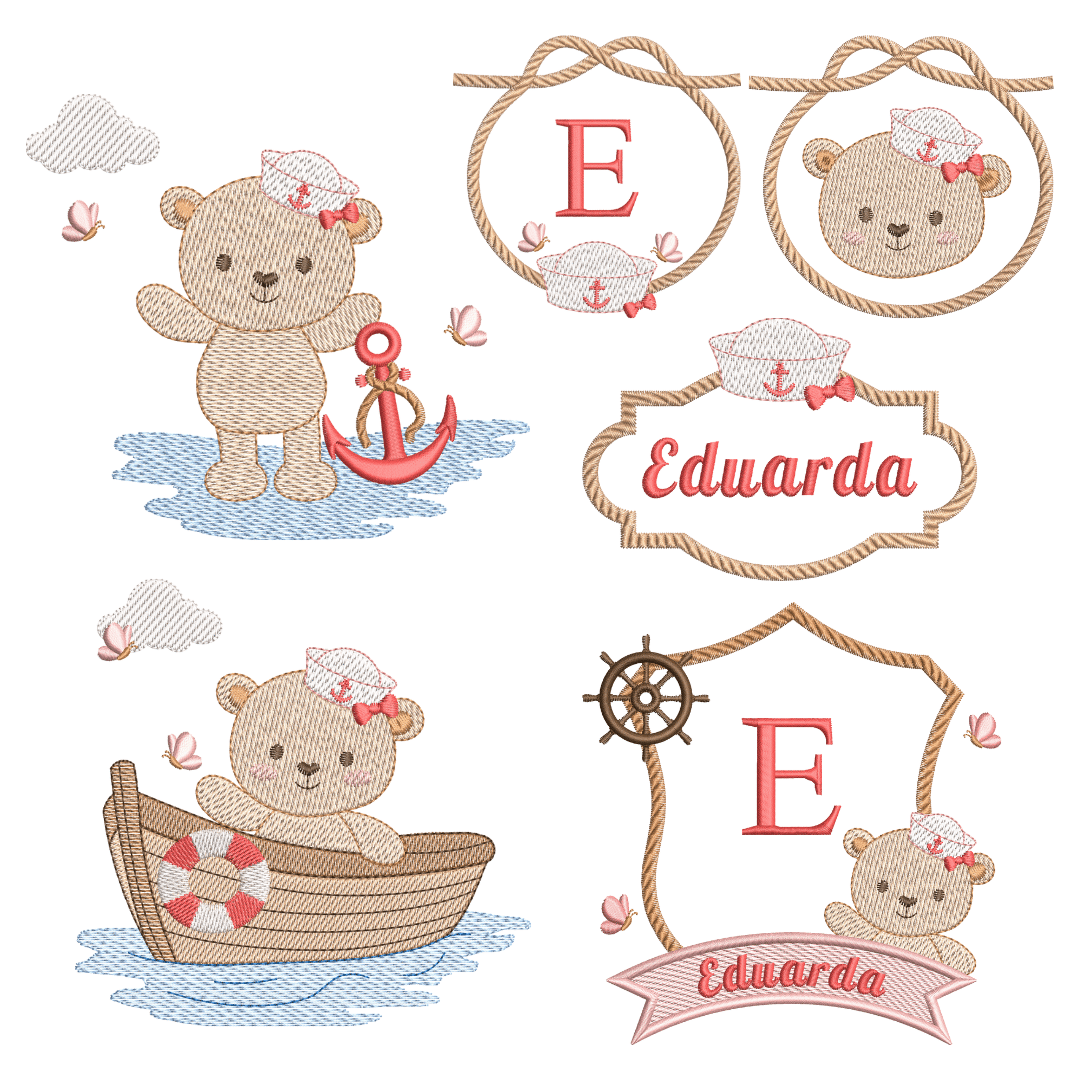 Pacote de Matrizes Ursinha Marinheira (Pontos Leves)  Pacote de Matrizes Ursinha Marinheira (Pontos Leves)