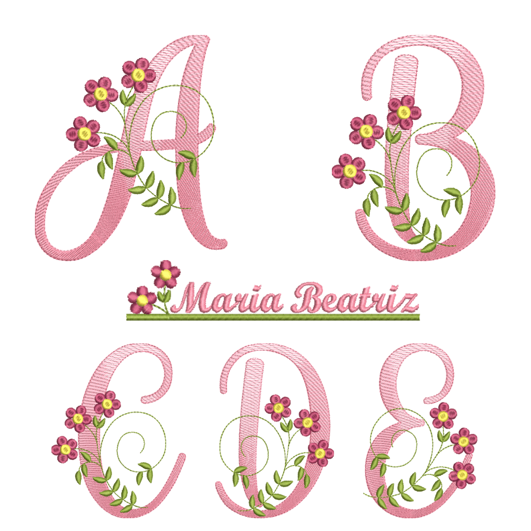Pacote de Matrizes Alfabeto Floral  Pacote de Matrizes Alfabeto Floral