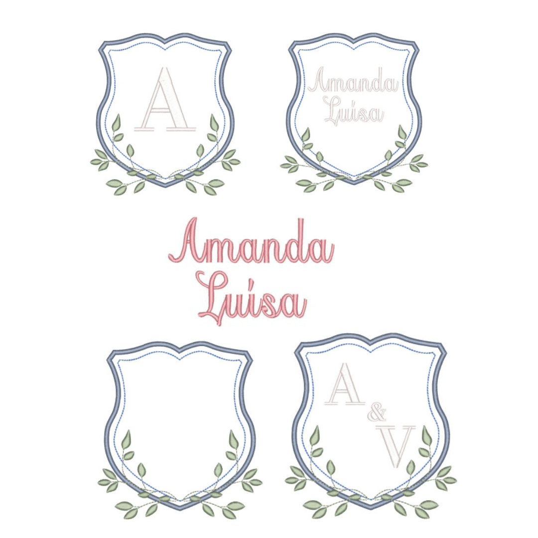  Pacote de Matrizes Moldura com Ramos e Nome