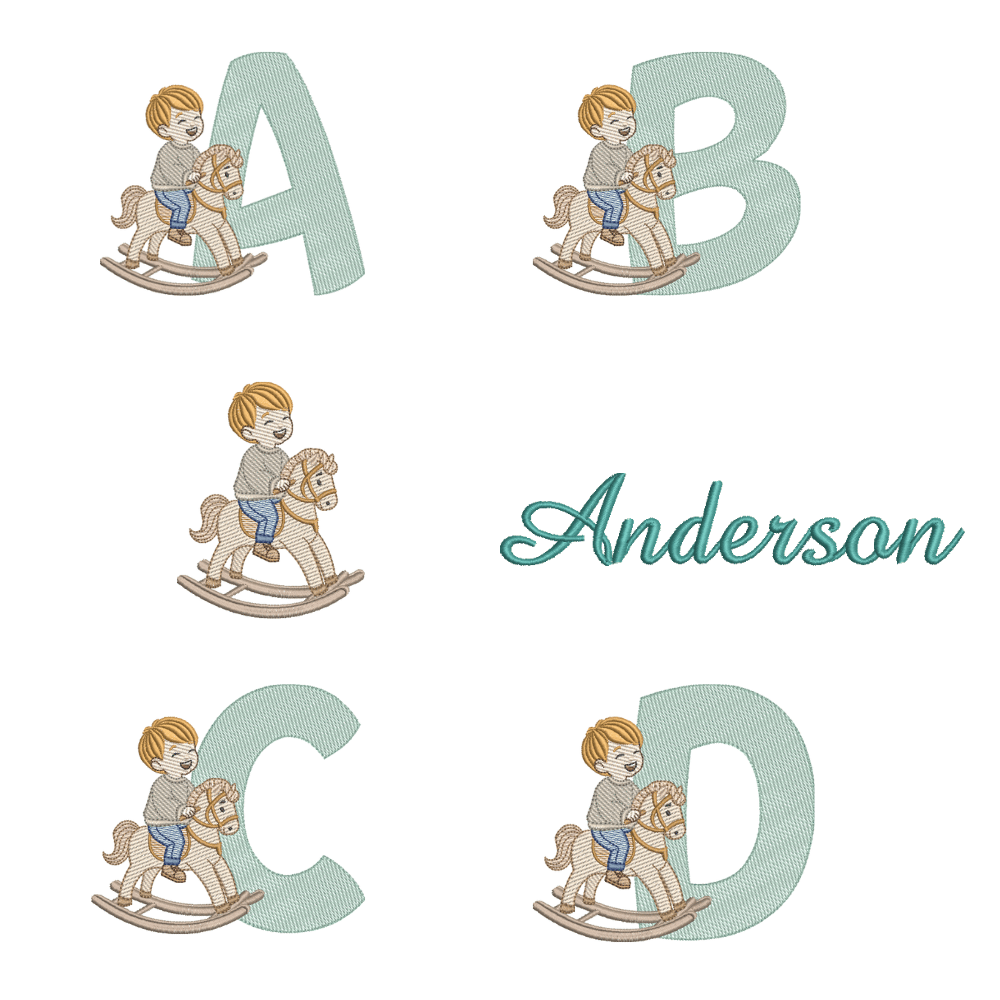  Pacote de Matrizes Alfabeto Menino Cavalinho