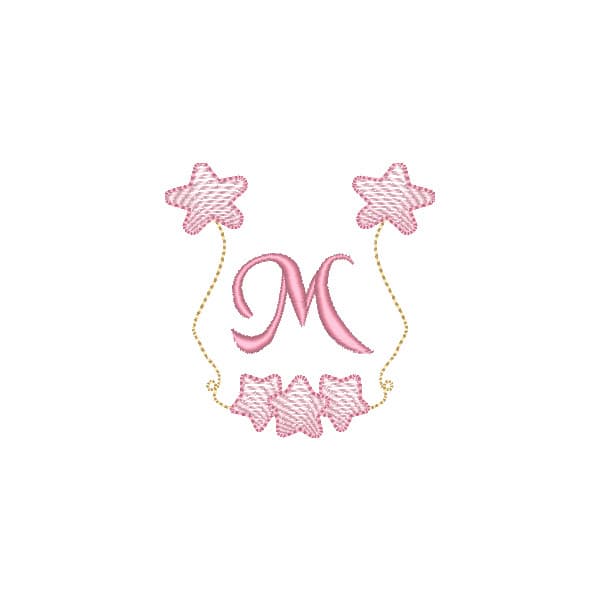 Matriz de Bordado  Moldura Inicial com Estrelas
