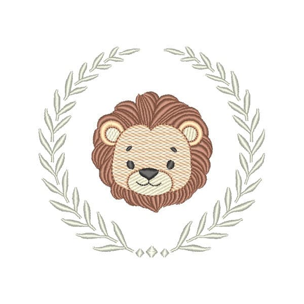 Matriz de Bordado  Leão na Moldura (Pontos Leves)
