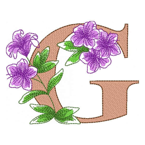 Matriz de Bordado  Letra G com Flores (Pontos Leves)