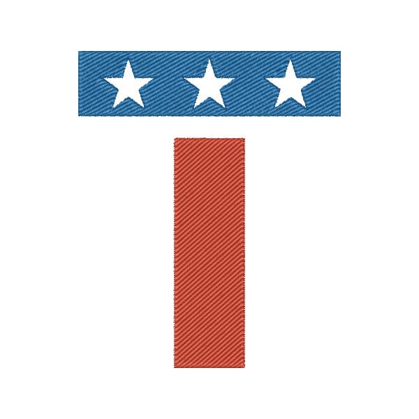 Matriz de Bordado  Letra T bandeira americana Matriz de Bordado  Letra T bandeira americana