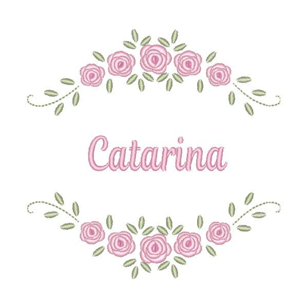 Matriz de Bordado  Moldura com Rosas e Nome
