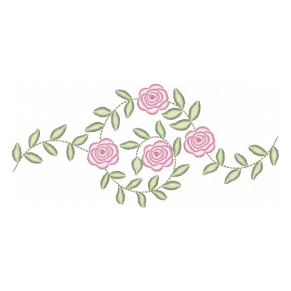 Matriz de Bordado  Arranjo com Folhas e Rosas