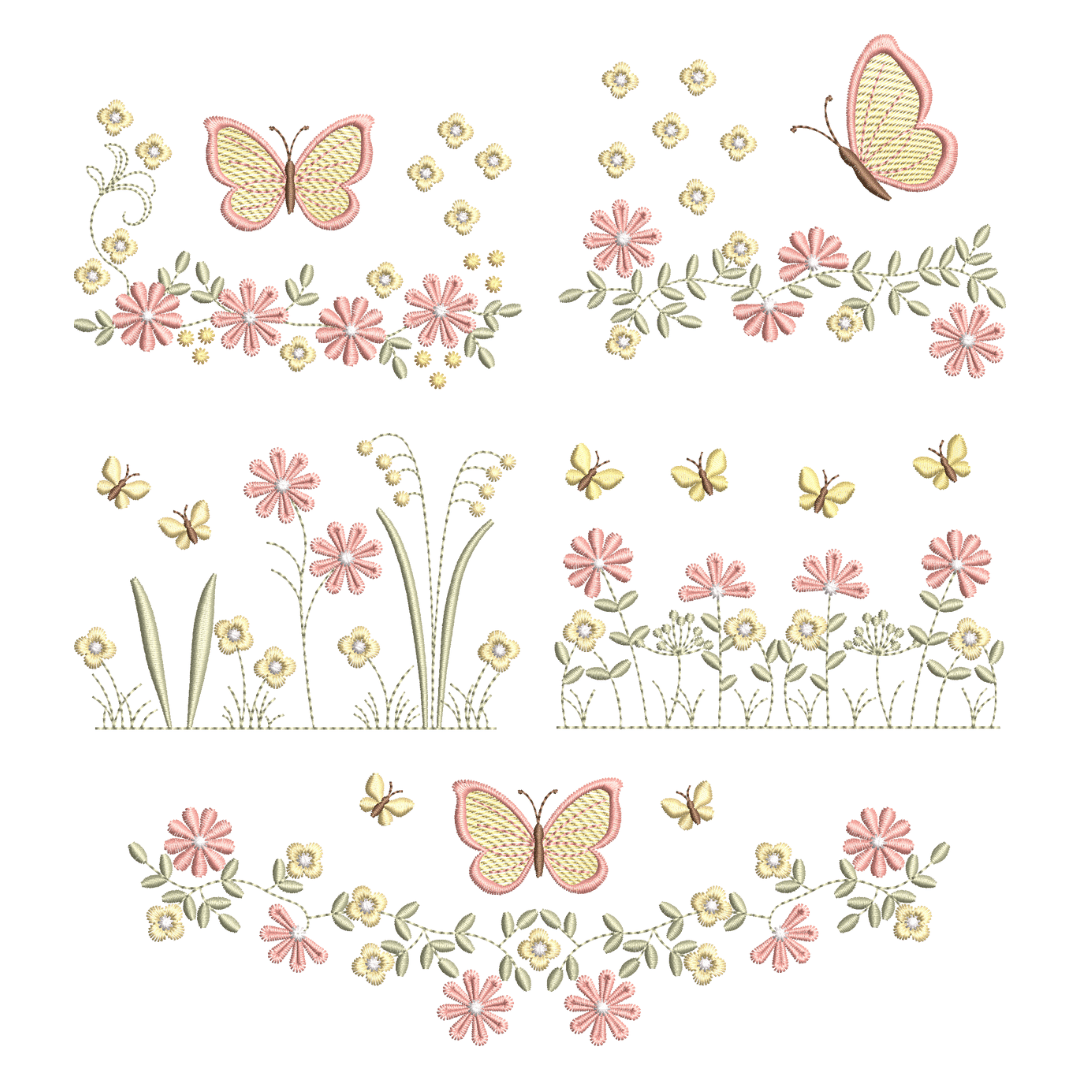  Pacote de Matrizes Floral com Borboletas