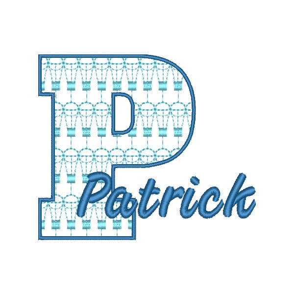 Matriz de Bordado  Monograma Balao Letra P Matriz de Bordado  Monograma Balao Letra P