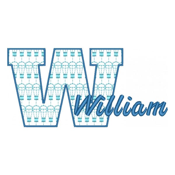Matriz de Bordado  Monograma Balao Letra W Matriz de Bordado  Monograma Balao Letra W
