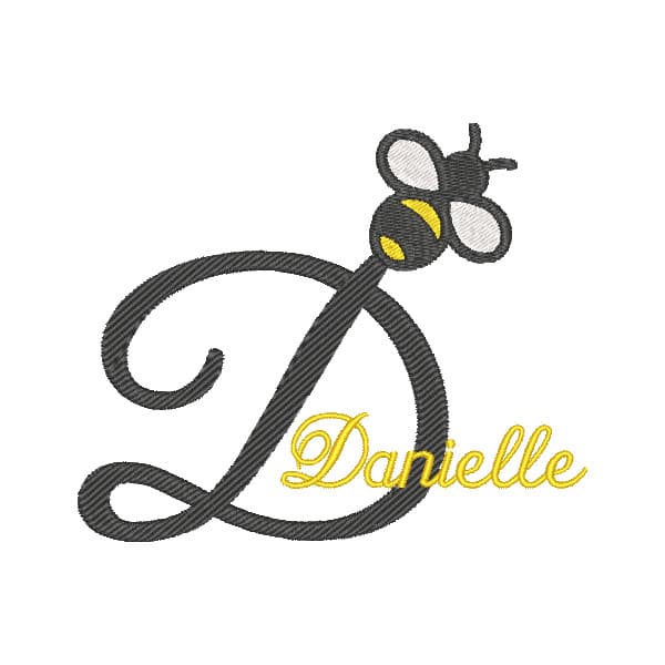 Matriz de Bordado  Monograma Abelha Letra D Matriz de Bordado  Monograma Abelha Letra D