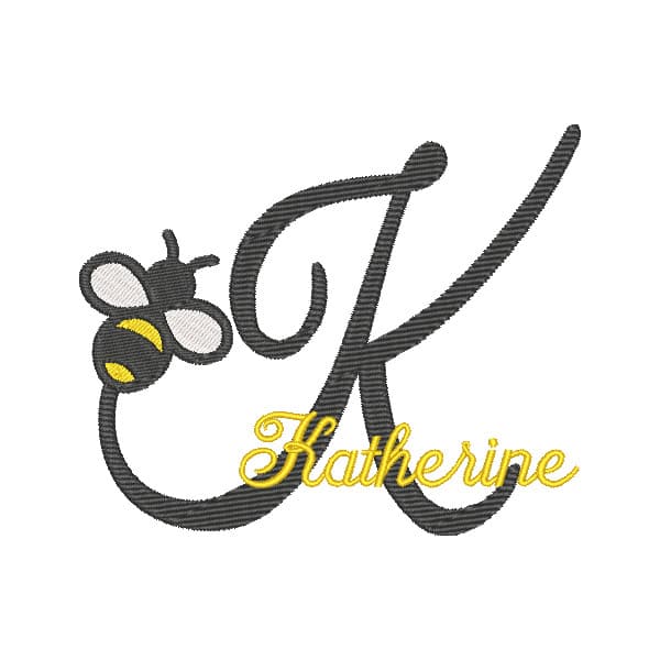 Matriz de Bordado  Monograma Abelha Letra K Matriz de Bordado  Monograma Abelha Letra K