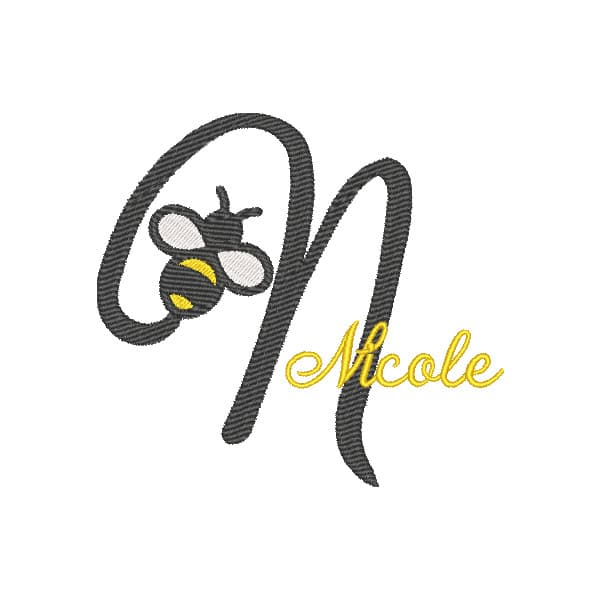 Matriz de Bordado  Monograma Abelha Letra N Matriz de Bordado  Monograma Abelha Letra N