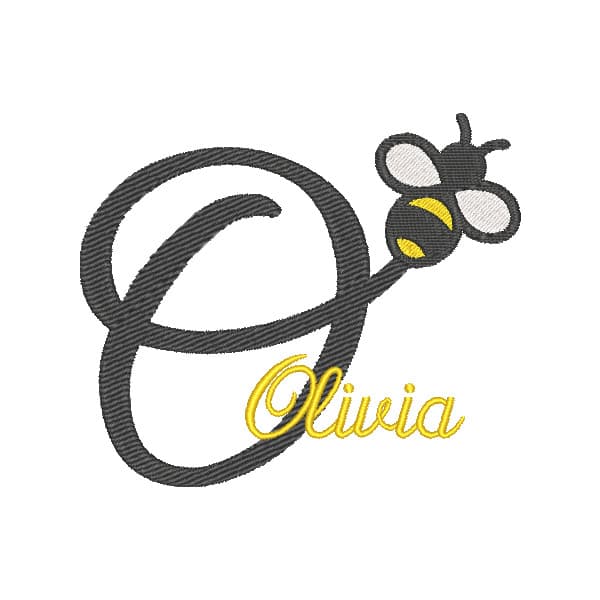 Matriz de Bordado  Monograma Abelha Letra O Matriz de Bordado  Monograma Abelha Letra O