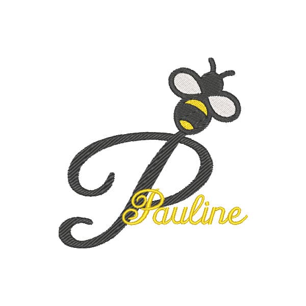 Matriz de Bordado  Monograma Abelha Letra P Matriz de Bordado  Monograma Abelha Letra P