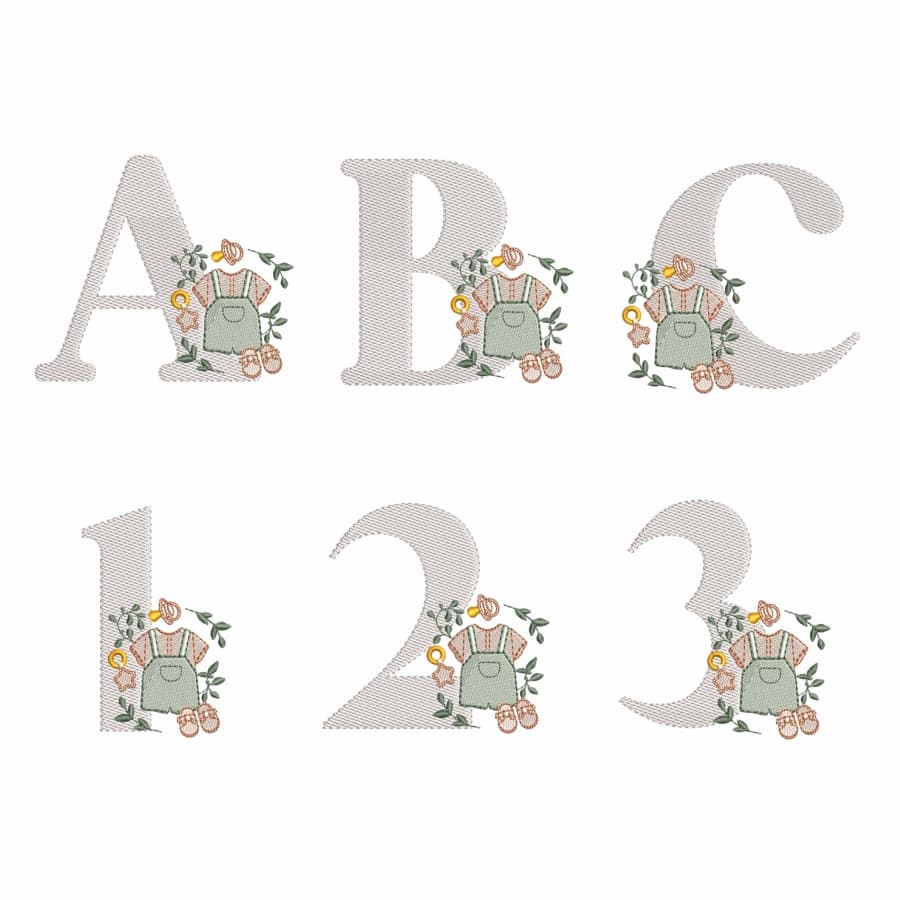  Pacote de Matrizes Alfabeto Roupinha de Menino