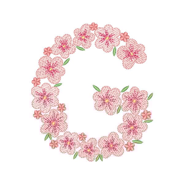 Matriz de Bordado  Letra G Floral (Pontos Leves) Matriz de Bordado  Letra G Floral (Pontos Leves)