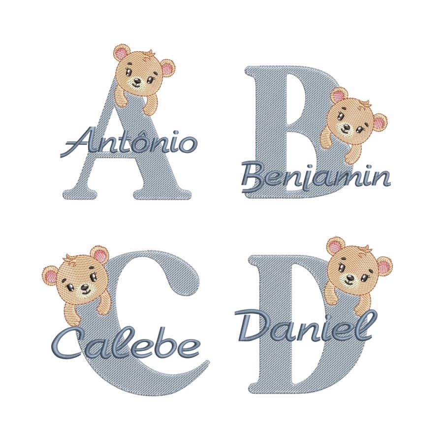  Pacote de Matrizes Alfabeto Ursinho (Pontos Leves)