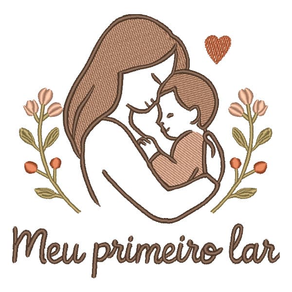 Matriz de Bordado  Coleçao Mae em Floral e Filho