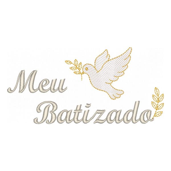 Matriz de Bordado  Meu Batizado com Pombinha (Pontos Leves) Matriz de Bordado  Meu Batizado com Pombinha (Pontos Leves)