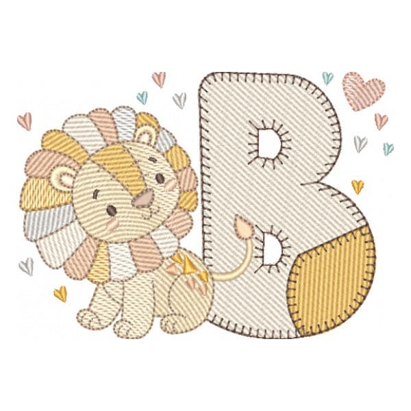 Matriz de Bordado  B - Alfabeto Leão Patchwork (Pontos Leves)