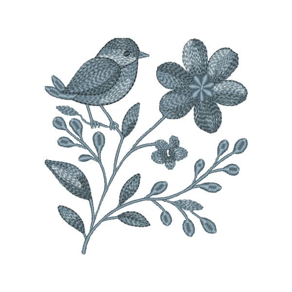 Matriz de Bordado  Passaro Floral