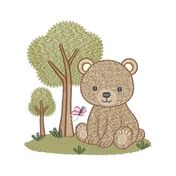 Matriz de Bordado  Ursinho na Floresta (Pontos Leves)