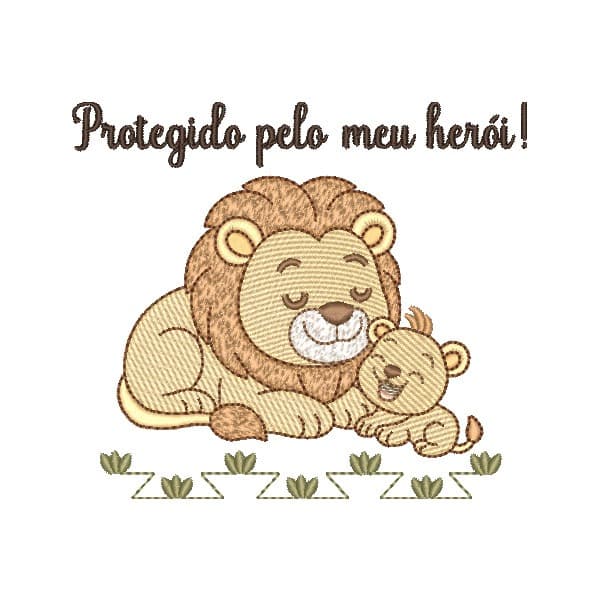 Matriz de Bordado  Leão Pai e Filho (Pontos Leves)