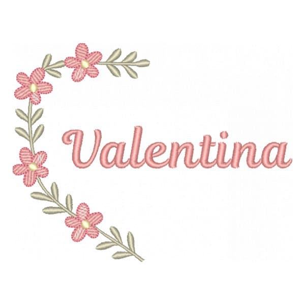 Matriz de Bordado  Floral com Nome ( Pontos Leves )