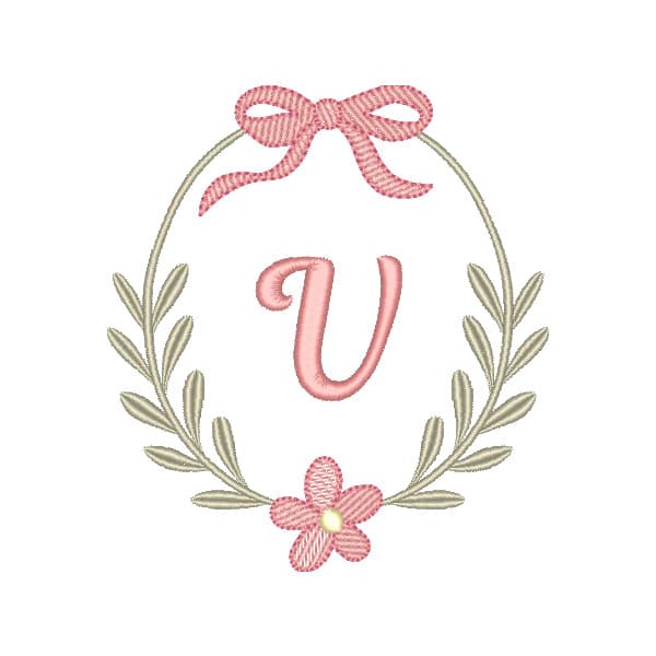 Matriz de Bordado  Moldura Floral com Inicial ( Pontos Leves )