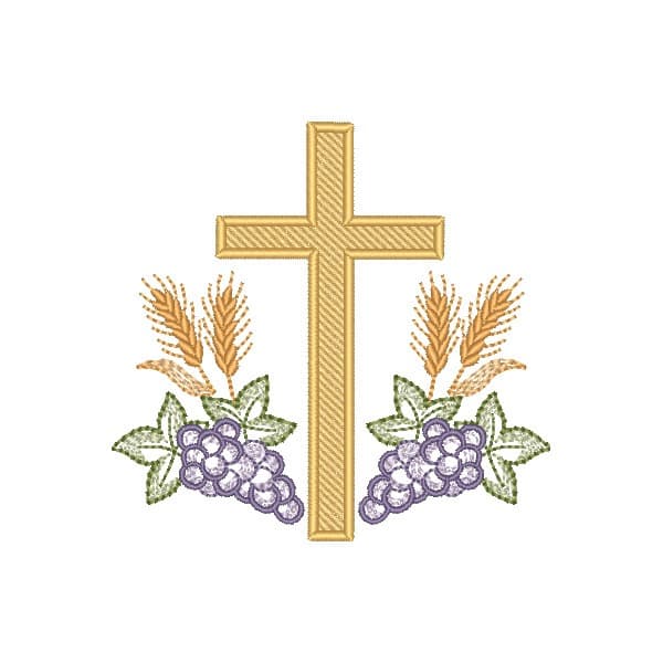 Matriz de Bordado  Cruz cm Uvas e Trigo (Pontos Leves)