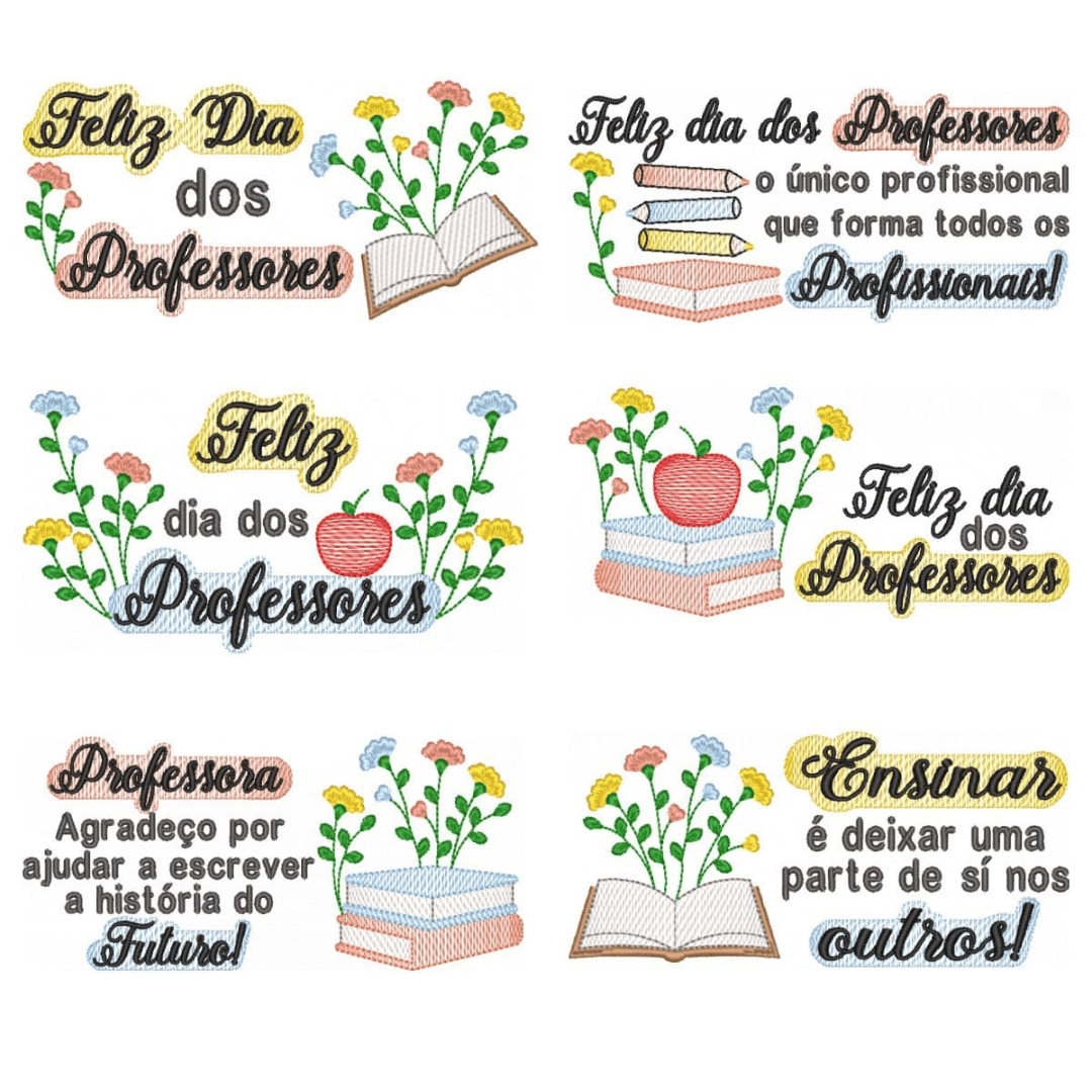  Pacote de Matrizes Dia dos Professores com floral e mensagens