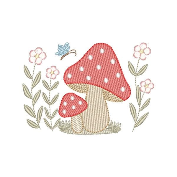 Matriz de Bordado  Jardim Encantado com Cogumelo ( Pontos Leves )