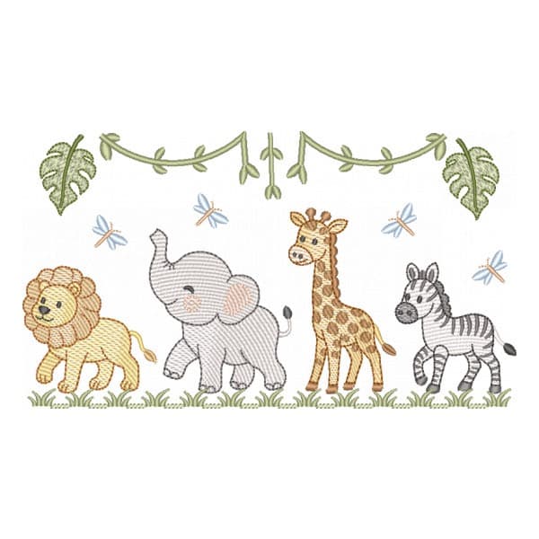 Matriz de Bordado  Animais do Safari (Pontos leves)
