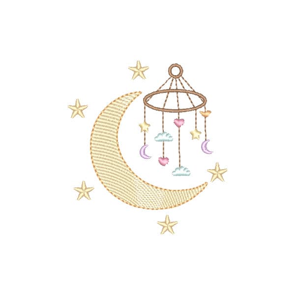 Matriz de Bordado  Lua e Móbile (Pontos leves)