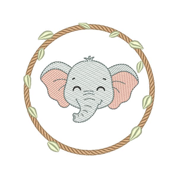 Matriz de Bordado  Moldura com Elefante ( Pontos Leves )