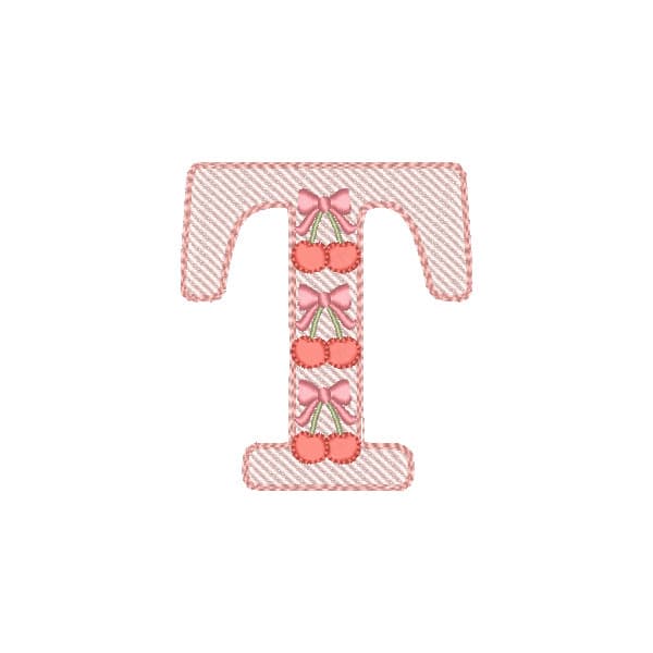 Matriz de Bordado  T - Alfabeto Cerejinhas (Pontos Leves)